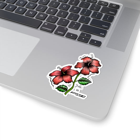 Red Floral Kiss-Cut Sticker