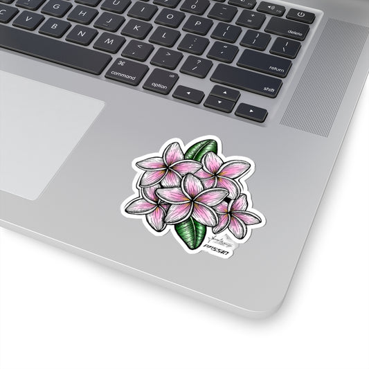 Pink Plumeria Bouquet Kiss-Cut Vinyl Sticker