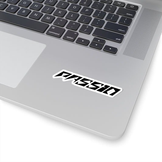 Passio Geometric Logo Sticker — Bold Black Kiss-Cut Vinyl Decal for Laptops & Gear